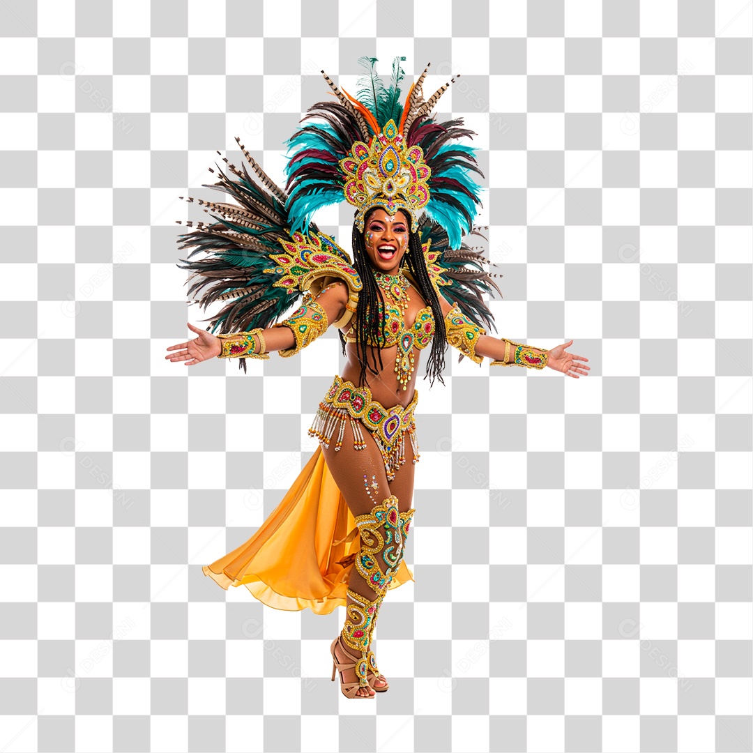 Mulher com Roupa de Carnaval PNG Transparente