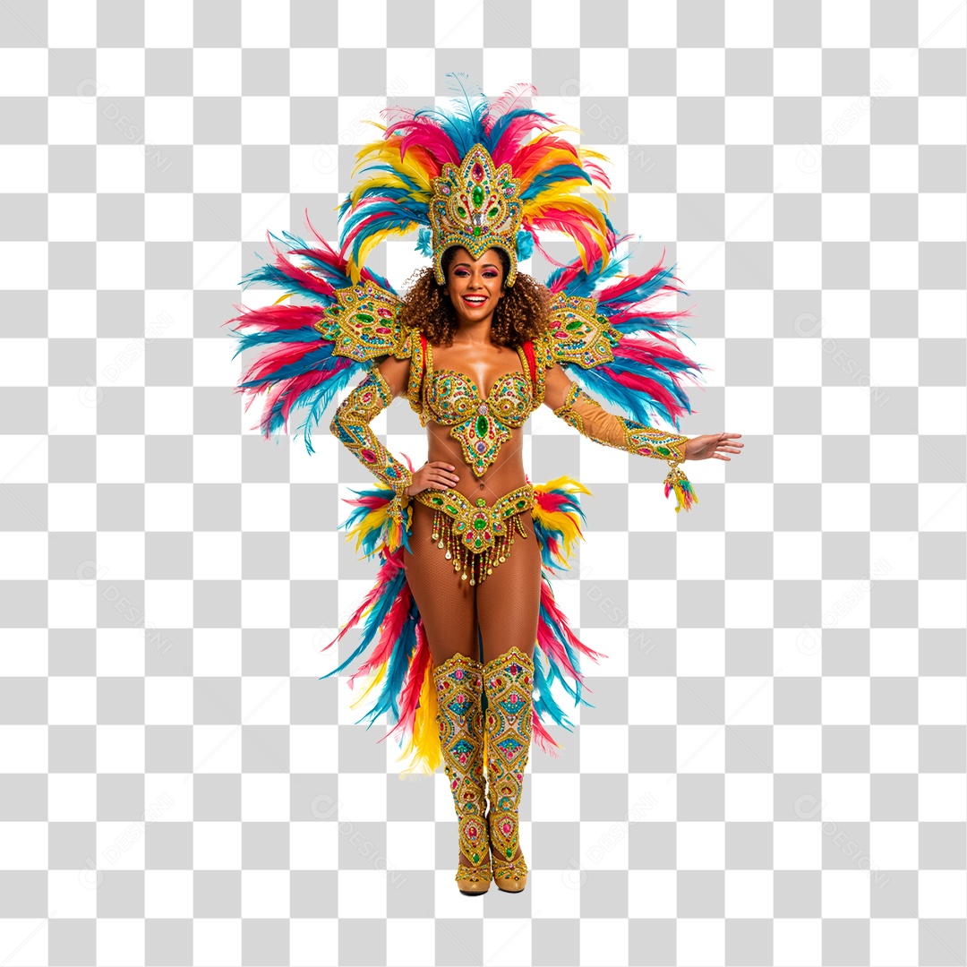 Mulher com Roupa de Carnaval PNG Transparente
