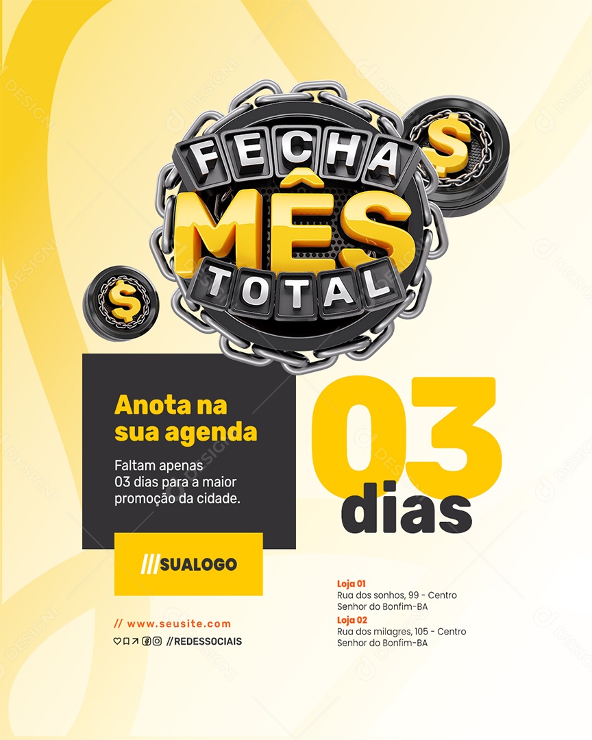 Fecha Mês Açougue Anota na Sua Agenda Social Media PSD Editável