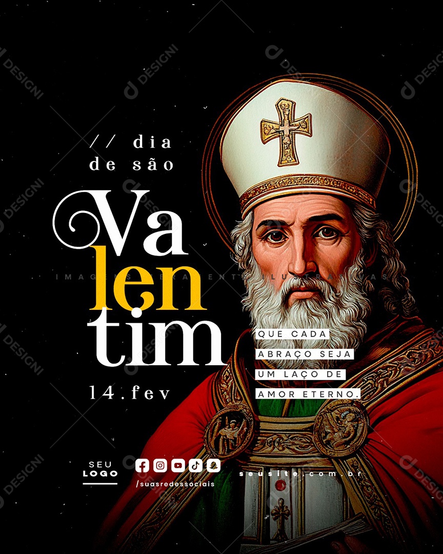 Dia De São Valentim 14 de Fevereiro Que Cada Abraço Seja um Laço Social Media PSD Editável