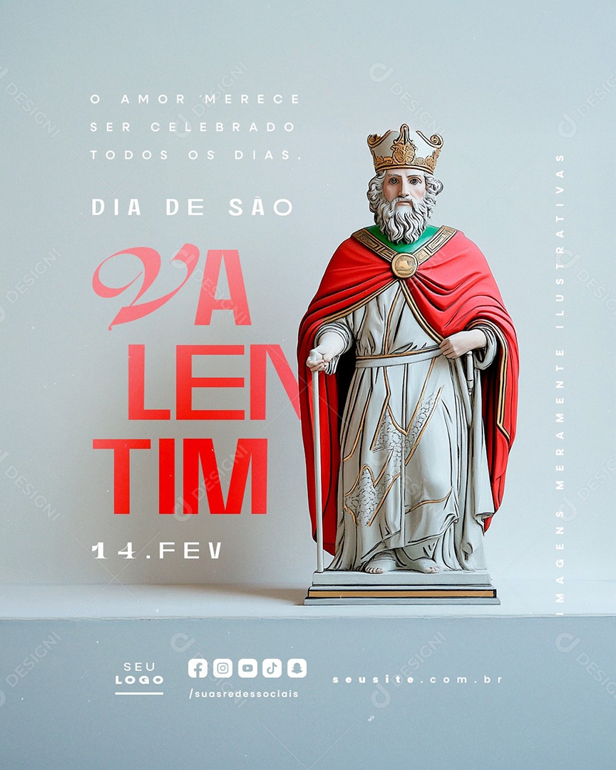 Dia De São Valentim 14 de Fevereiro Social Media PSD Editável