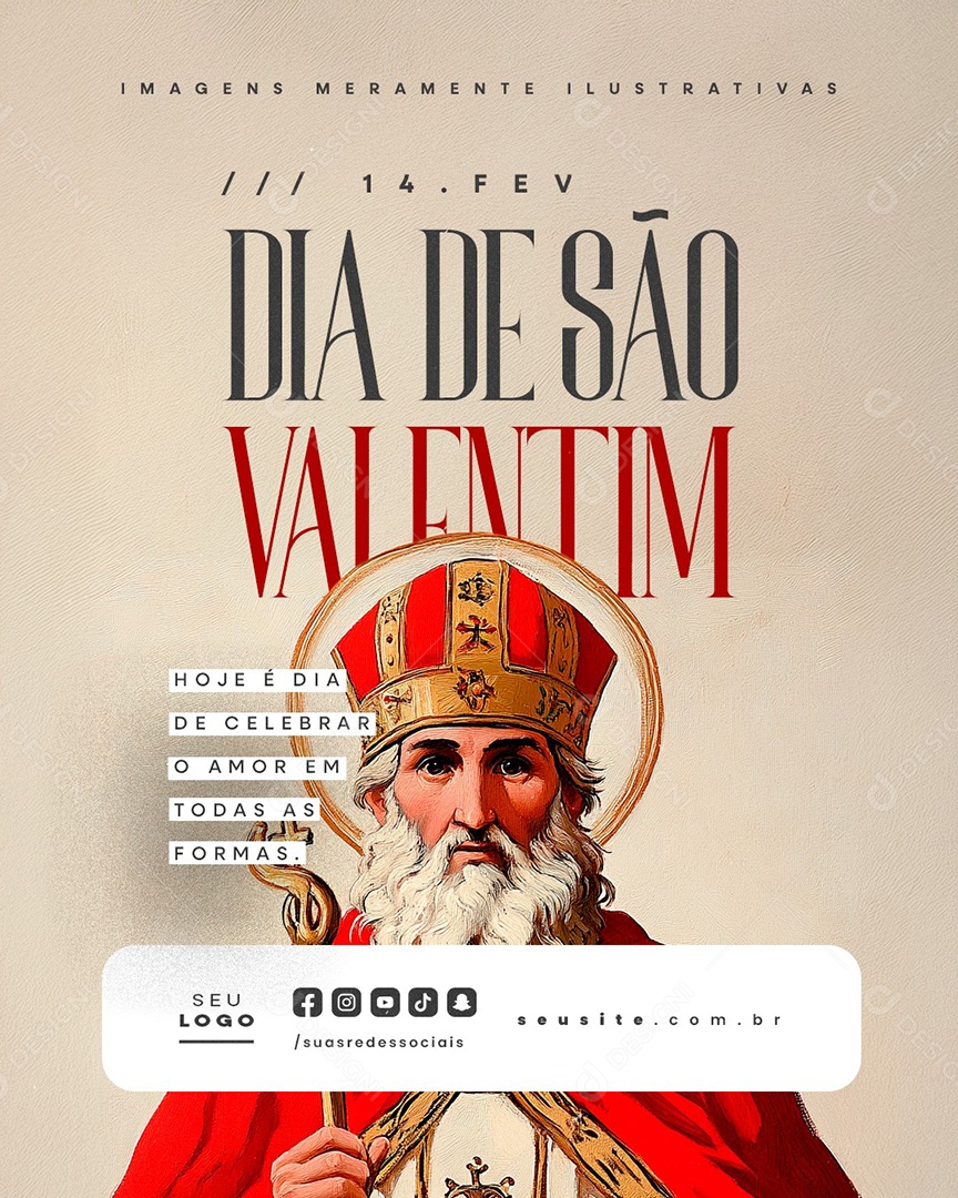 Dia De São Valentim 14 de Fevereiro Hoje é Dia de Celebrar Social Media PSD Editável