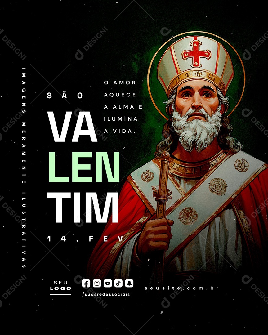 Dia De São Valentim 14 de Fevereiro O Amor Aquece A Alma Social Media PSD Editável
