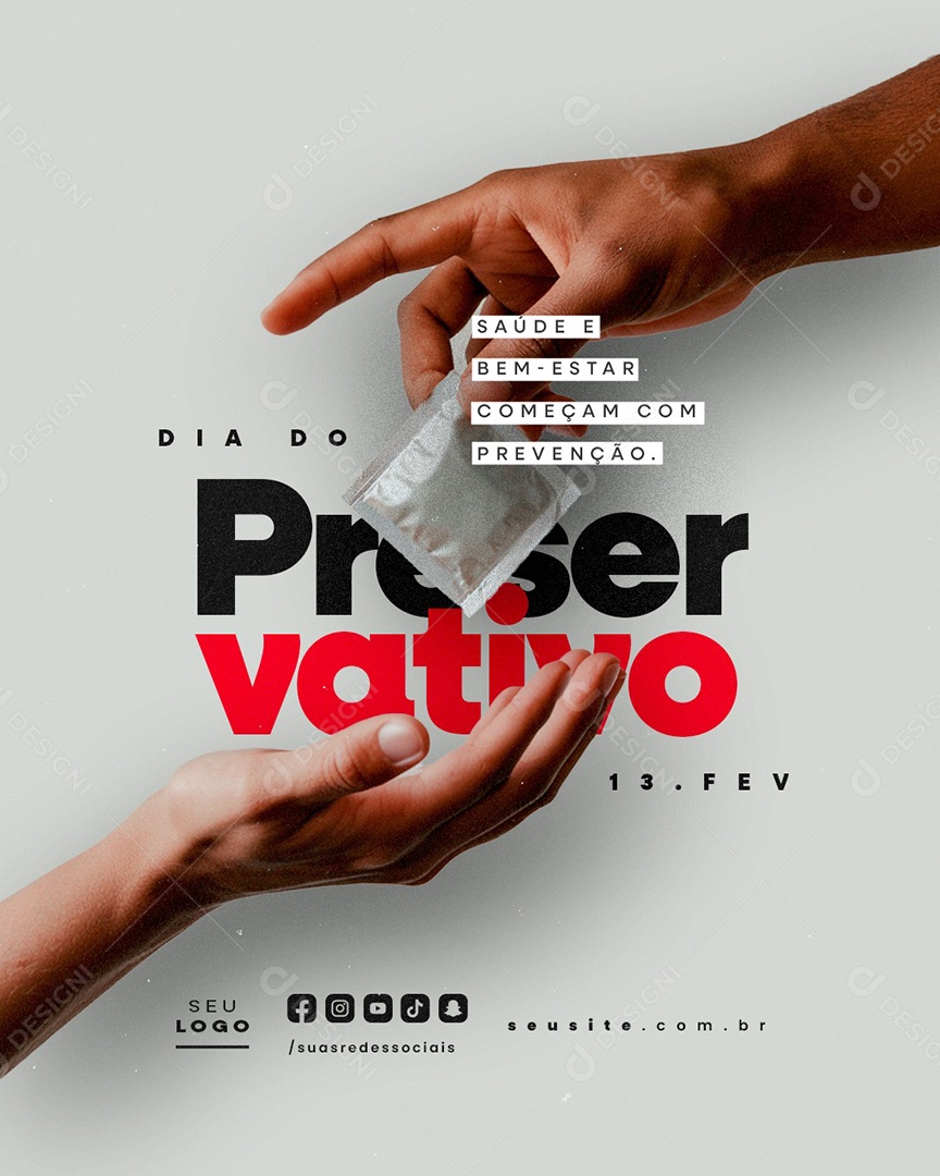 Dia do Preservativo 13 de Fevereiro Saúde e Bem Estar Social Media PSD Editável