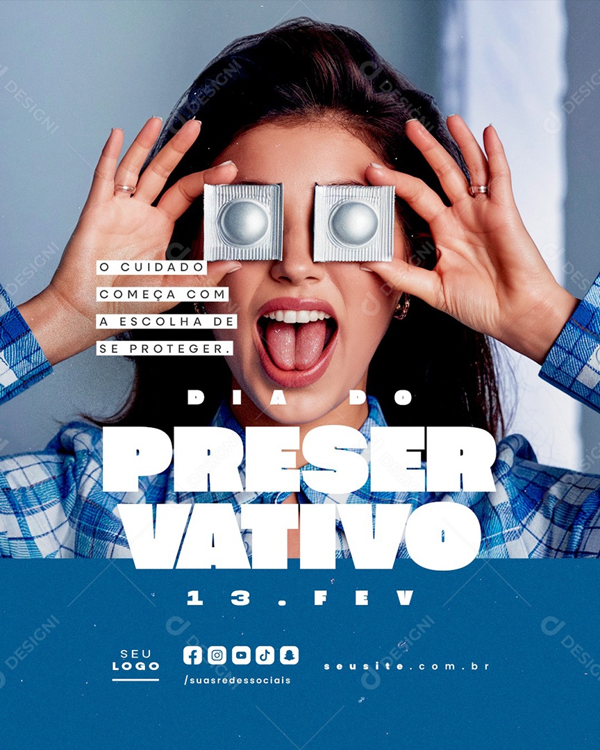 Dia do Preservativo 13 de Fevereiro Social Media PSD Editável