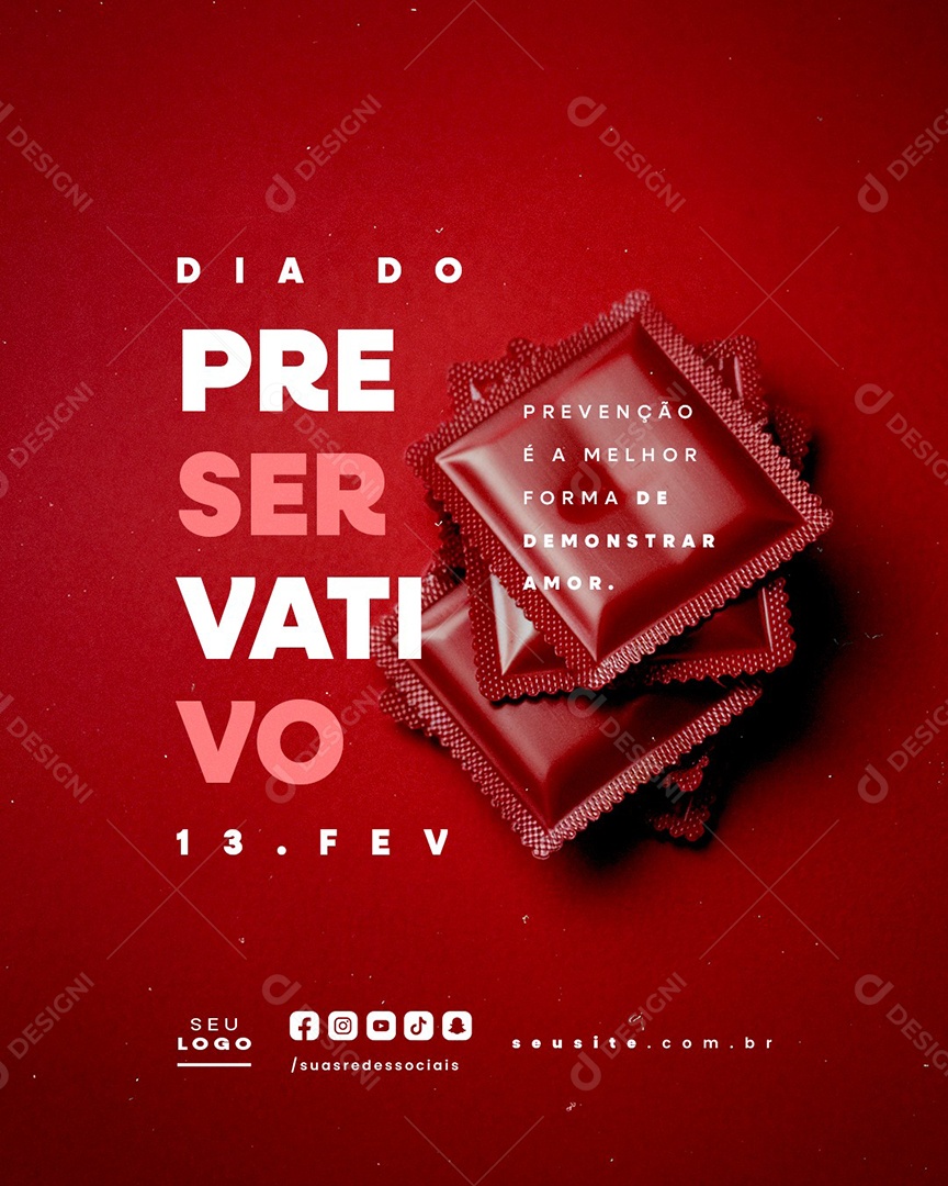 Dia do Preservativo 13 de Fevereiro Prevenção é a Melhor Social Media PSD Editável
