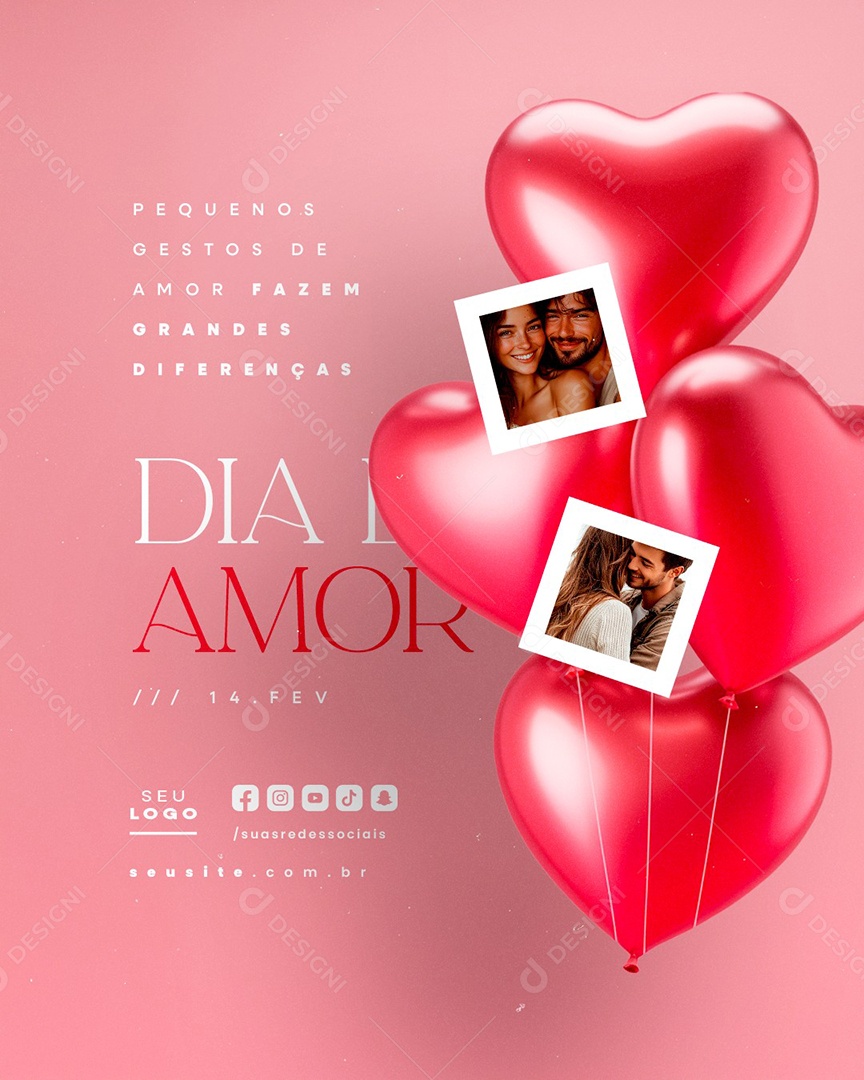 Dia do Amor 14 de Fevereiro Social Media PSD Editável
