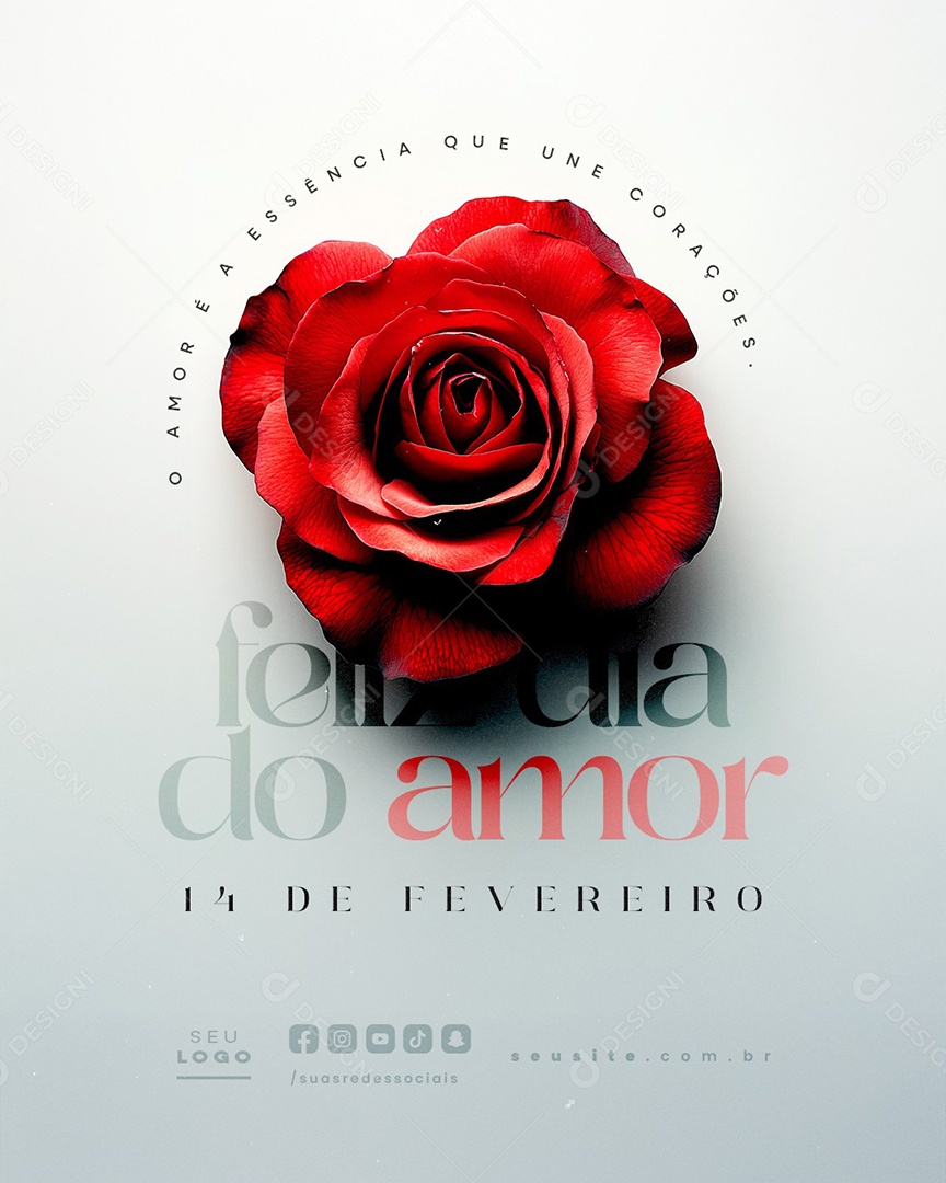 Feliz Dia do Amor 14 de Fevereiro Social Media PSD Editável