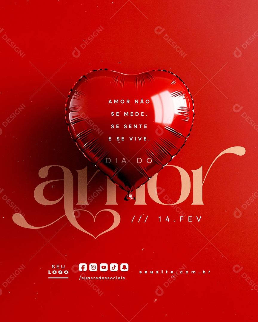 Dia do Amor 14 de Fevereiro Amor Não Se Mede Social Media PSD Editável