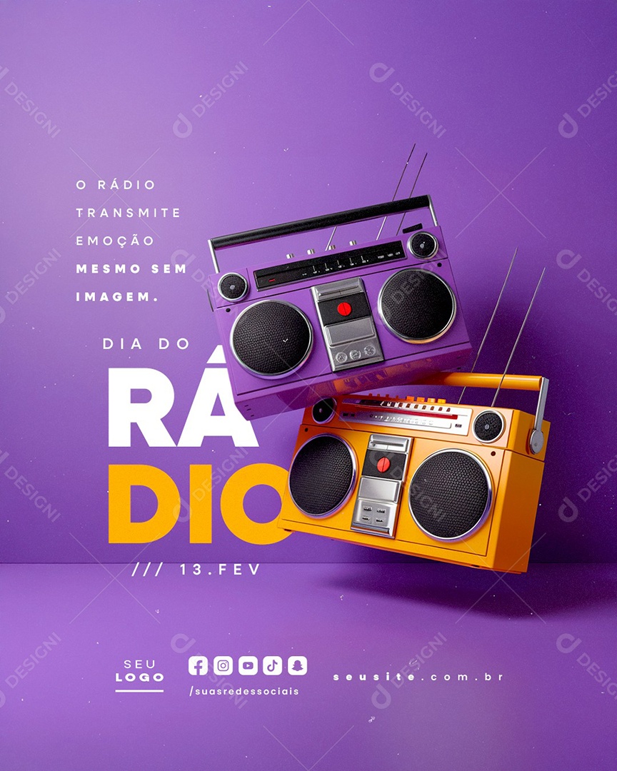 Social Media Dia do Rádio 13 de Fevereiro PSD Editável