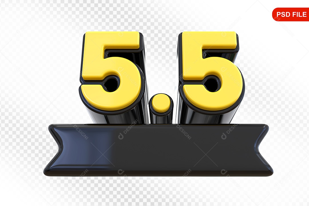 Elemento 3D Promoção de Vendas 5 5 para Composição PSD