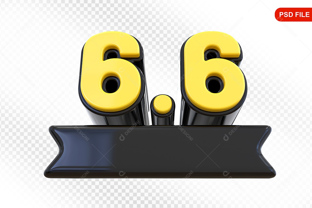 Elemento 3D Promoção de Vendas 6 6 para Composição PSD