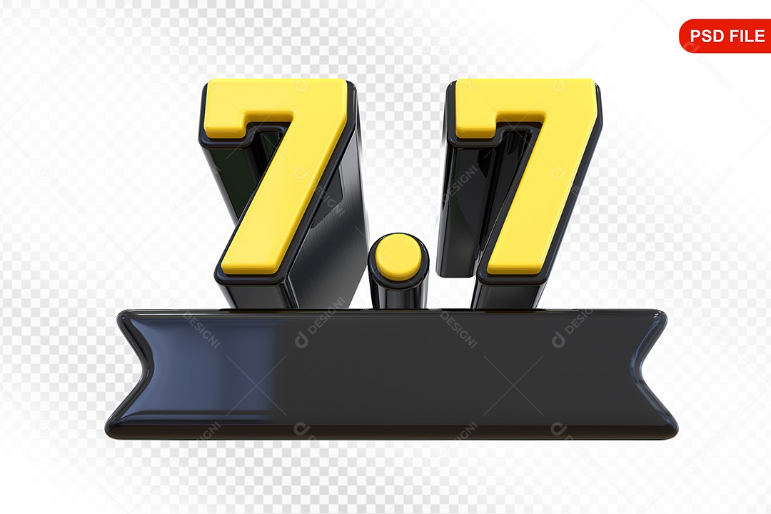 Elemento 3D Promoção de Vendas 7 7 para Composição PSD