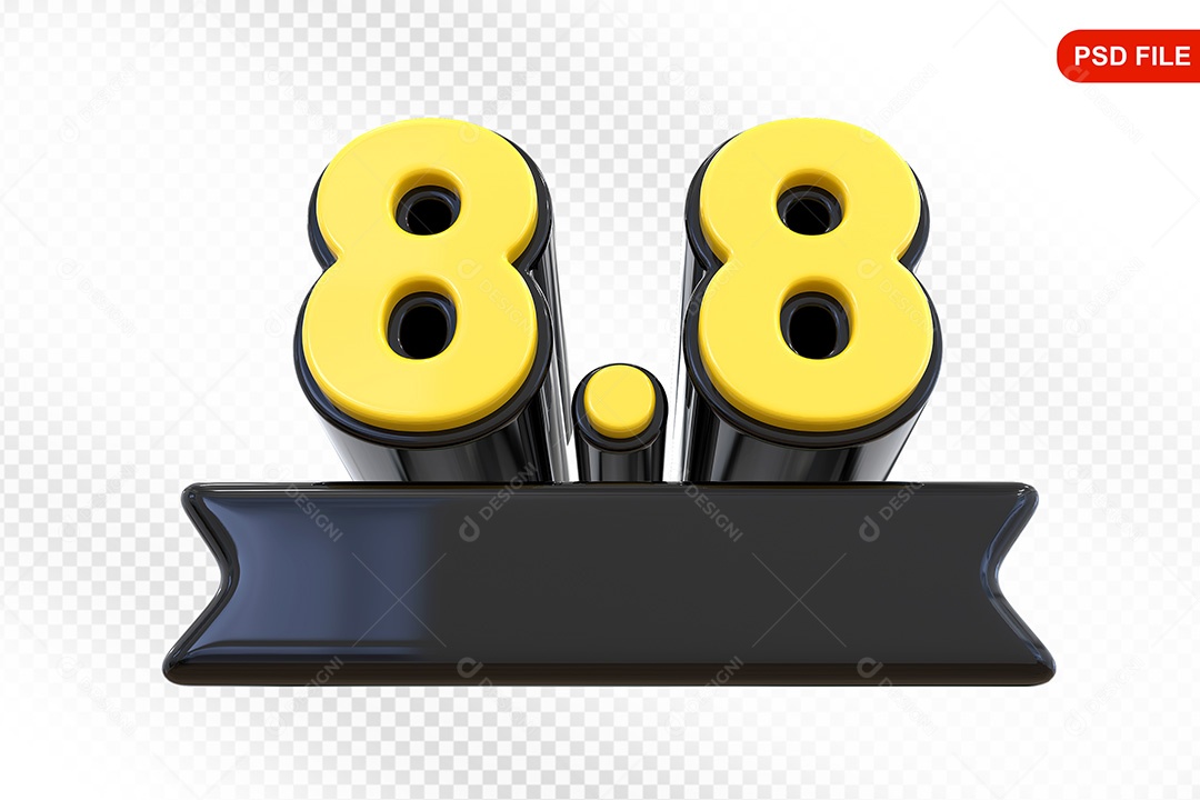 Elemento 3D Promoção de Vendas 8 8 para Composição PSD