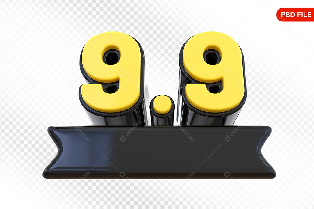 Elemento 3D Promoção de Vendas 9 9 para Composição PSD
