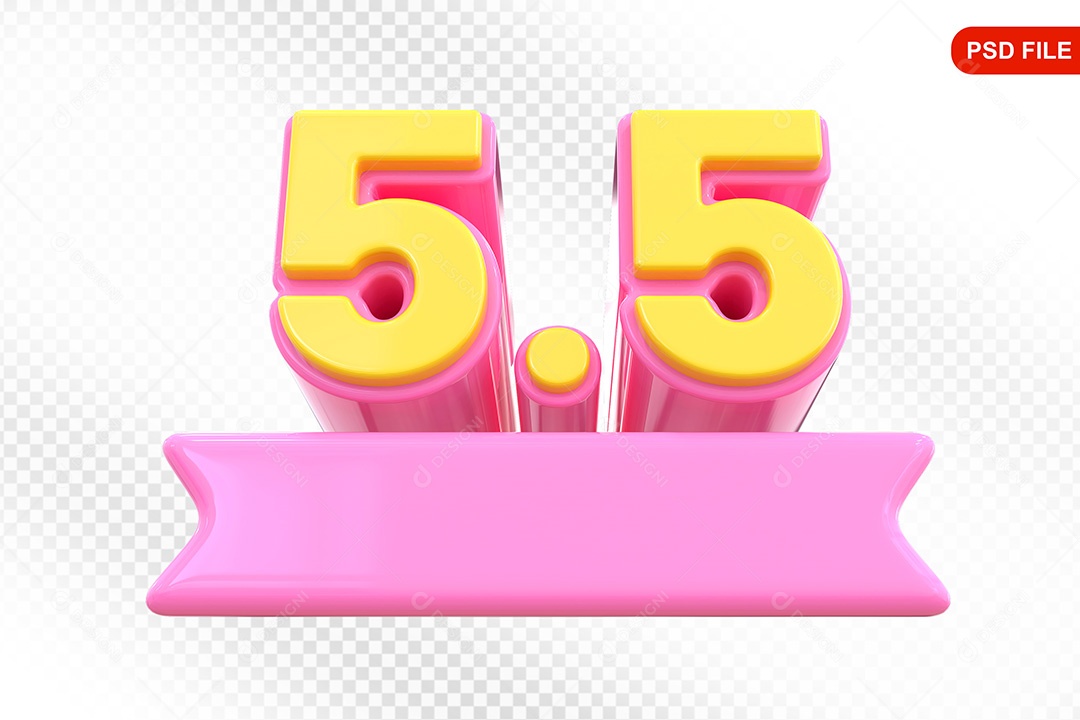 Elemento 3D Promoção de Vendas 5 5 para Composição PSD