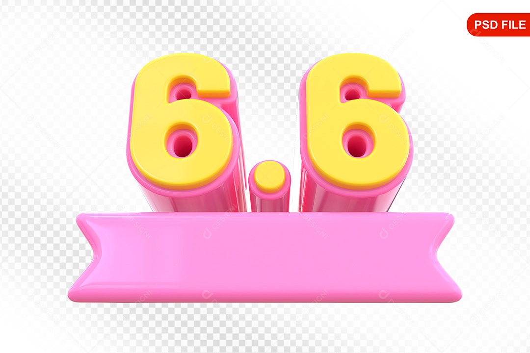 Elemento 3D Promoção de Vendas 6 6 para Composição PSD