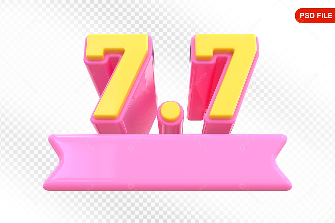 Elemento 3D Promoção de Vendas 7 7 para Composição PSD