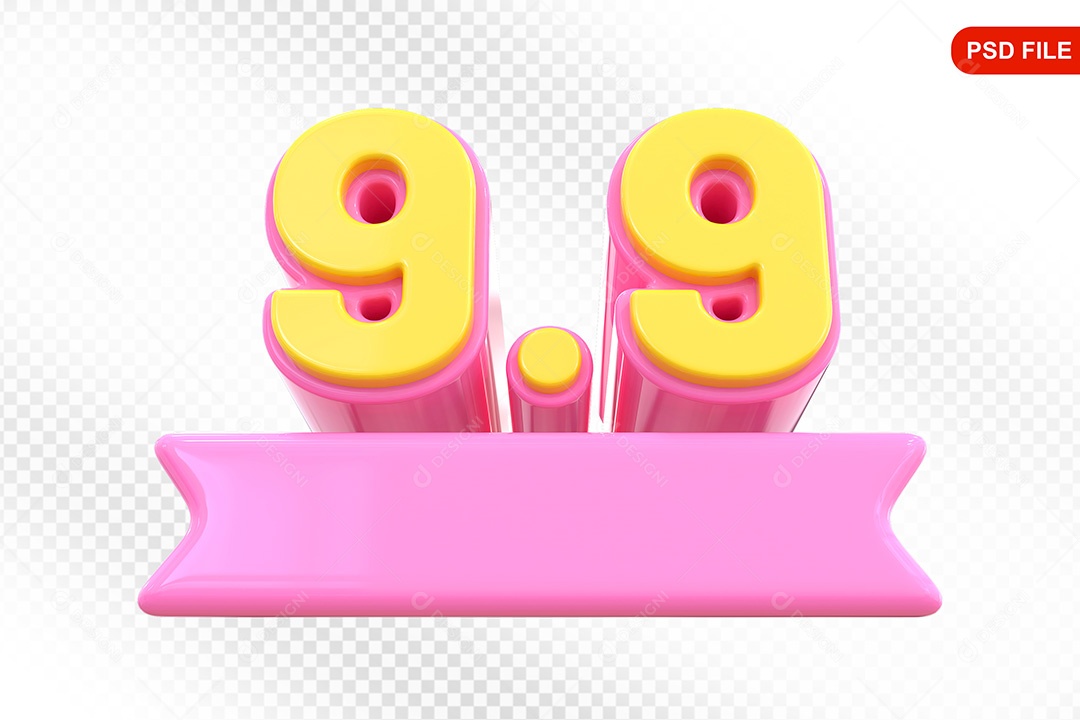 Elemento 3D Promoção de Vendas 9 9 para Composição PSD