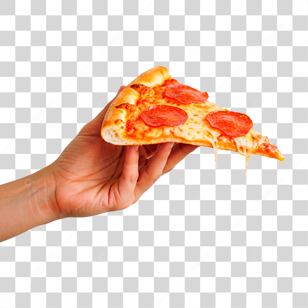 Mão Segurando Fatia de Pizza PNG Transparente