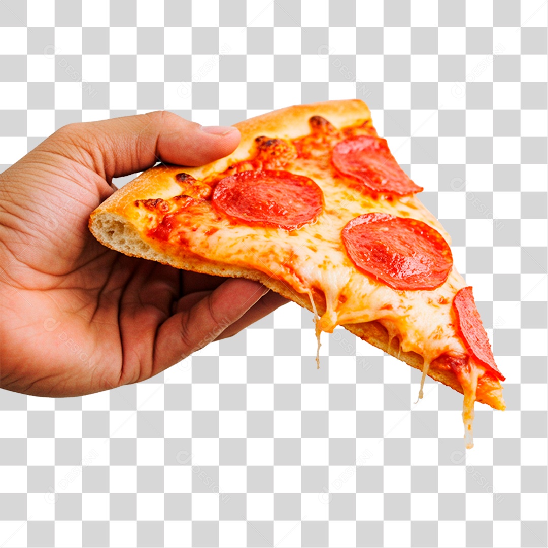 Mão Segurando Fatia de Pizza PNG Transparente