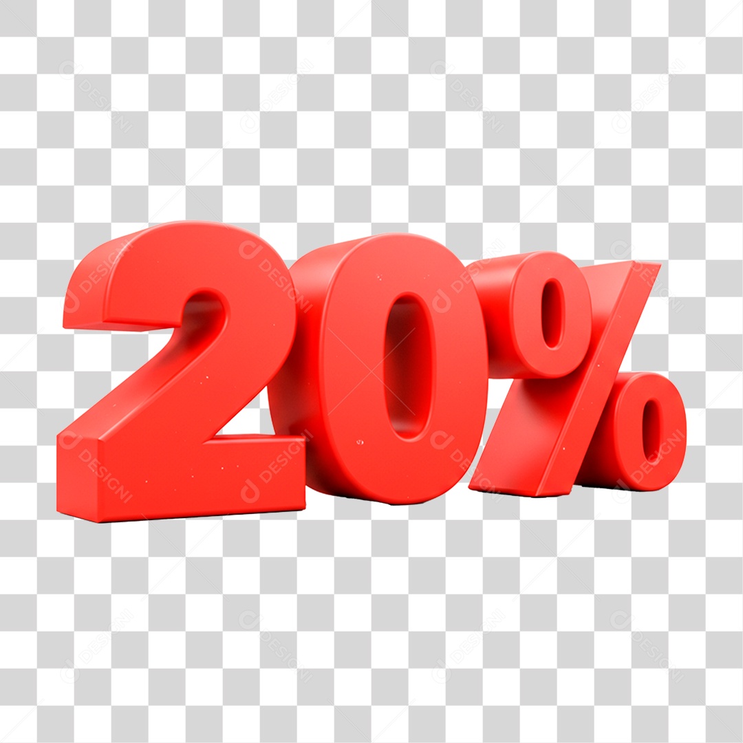 Numero 3D 20% PNG Transparente