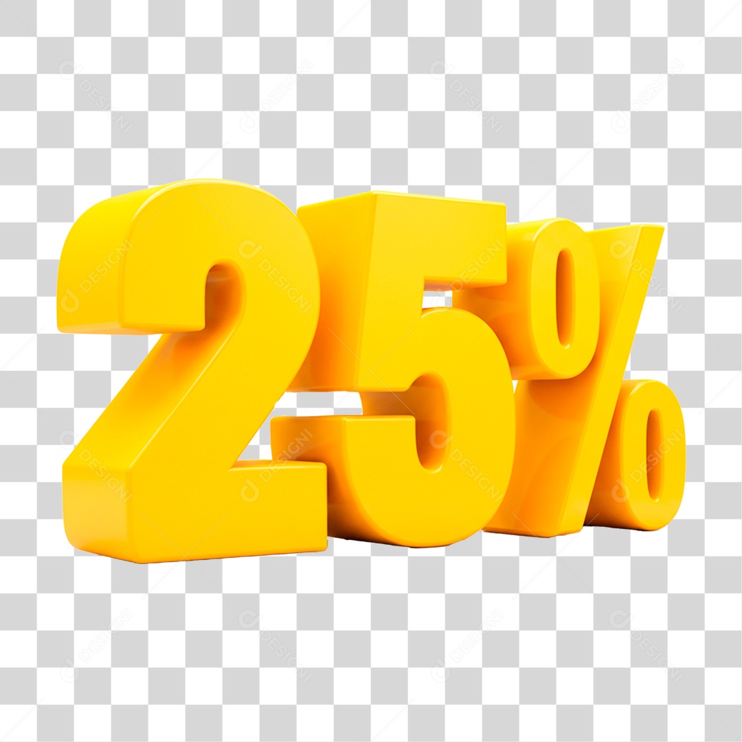 Número 3D 25% PNG Transparente