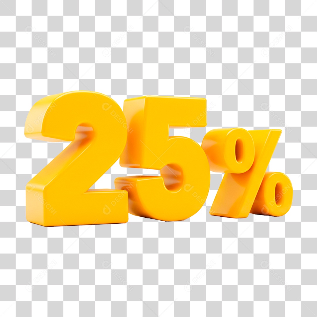 Número 3D 25% PNG Transparente
