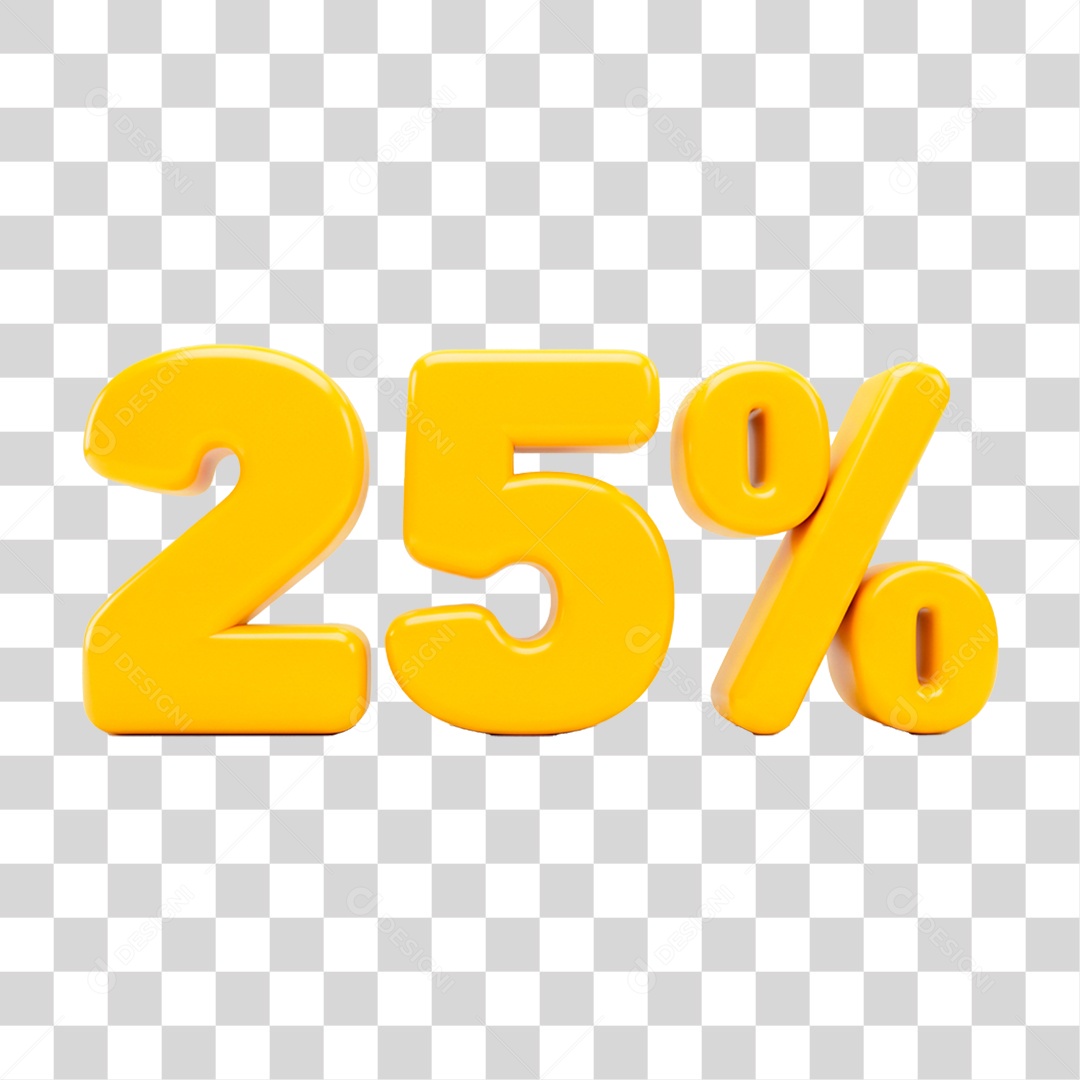 Número 3D 25% PNG Transparente