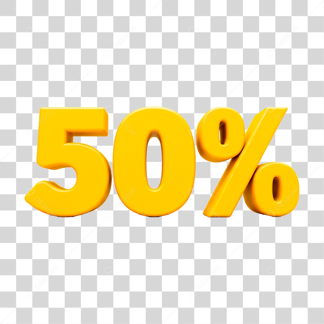 Número 3D 50% PNG Transparente