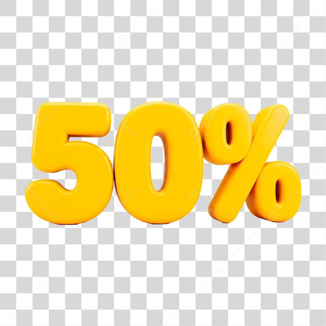 Número 3D 50% PNG Transparente