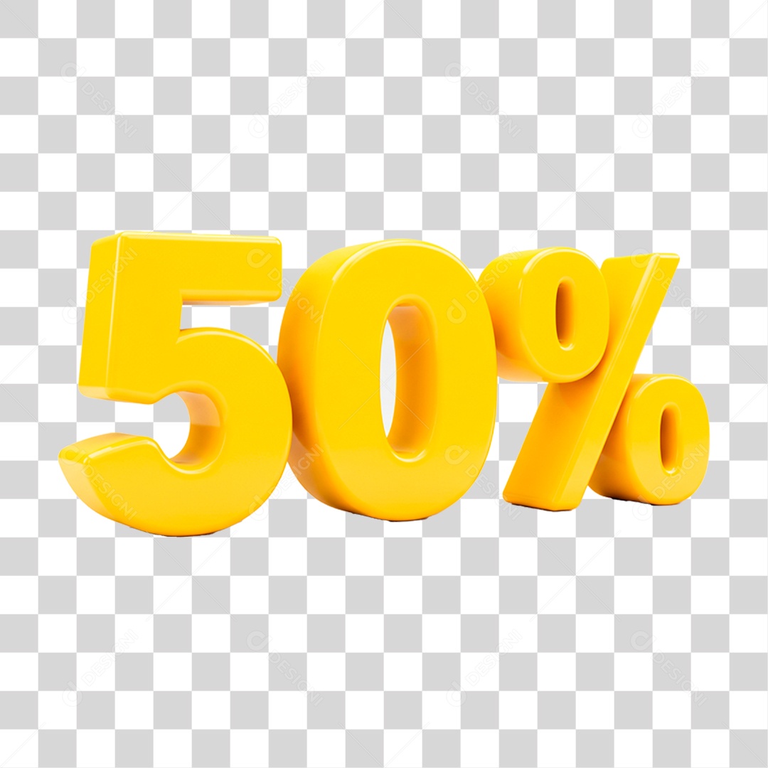 Número 3D 50% PNG Transparente