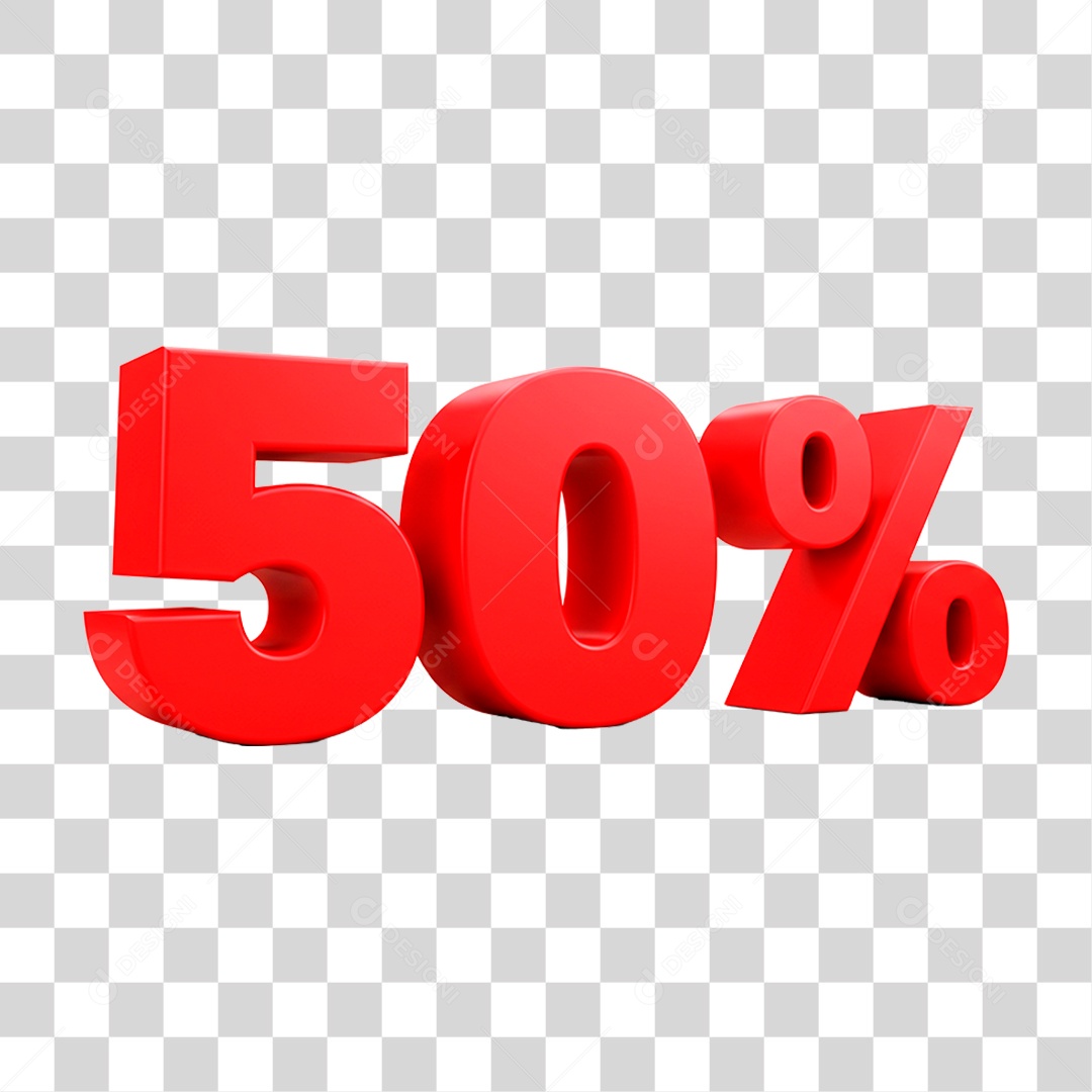 Número 3D 50% PNG Transparente