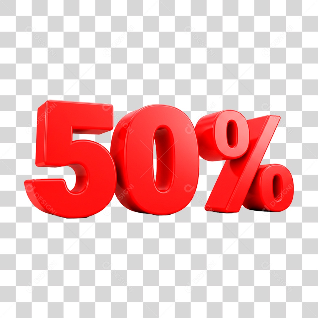 Número 3D 50% Desconto PNG Transparente