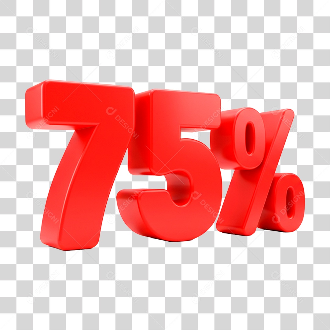 Número 3D 75% PNG Transparente