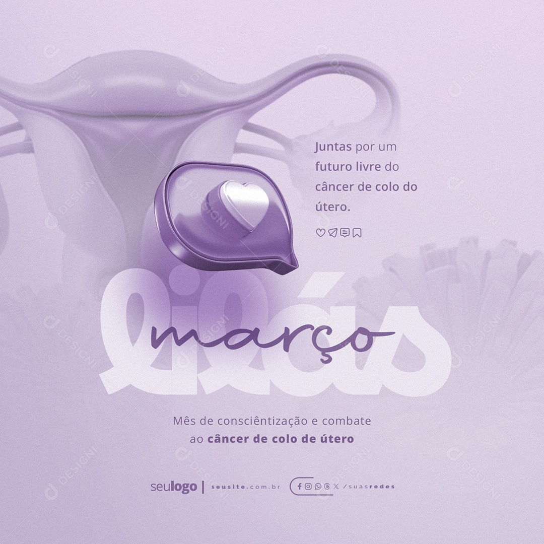 Março Lilás Juntas por Um Futuro Livre Social Media PSD Editável