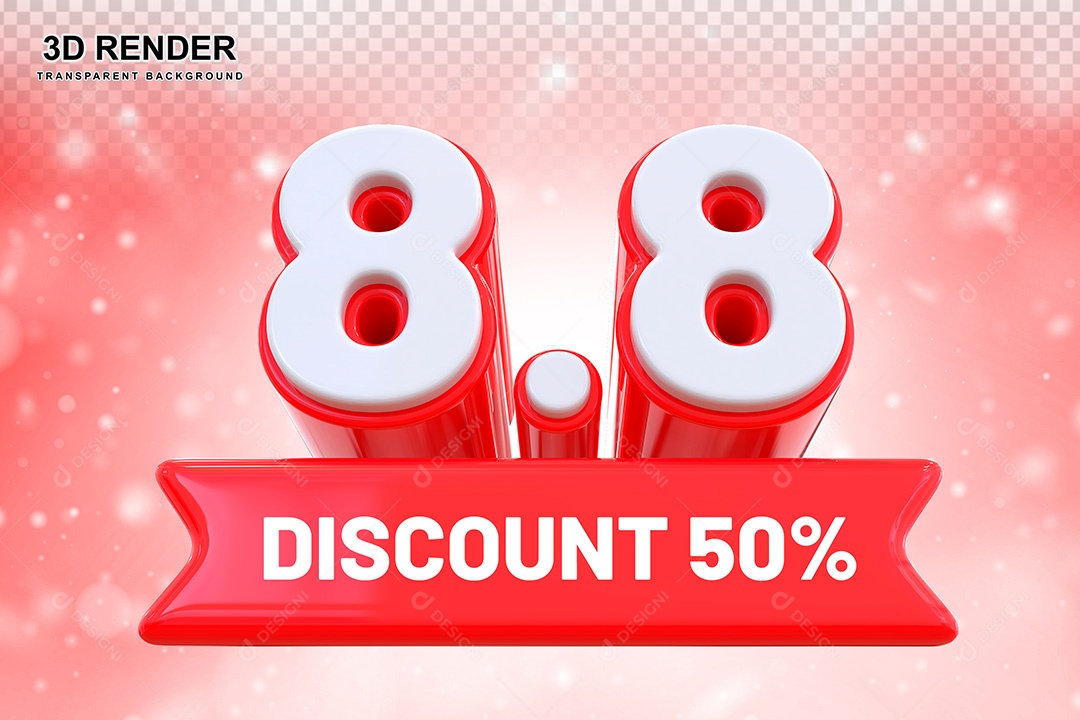 Elemento 3D Promoção de Vendas 8 8 para Composição PSD