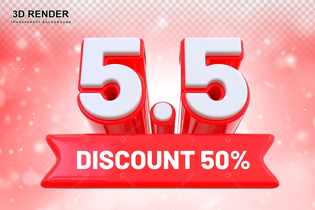 Elemento 3D Promoção de Vendas 5 5 para Composição PSD