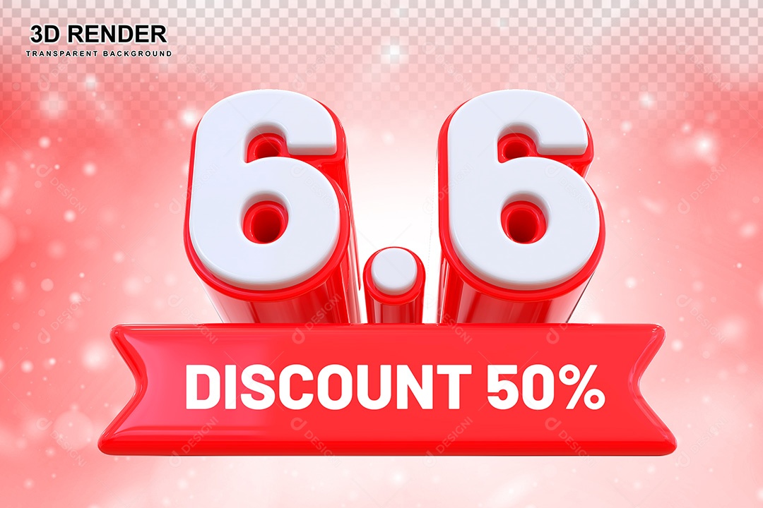 Elemento 3D Promoção de Vendas 6 6 para Composição PSD