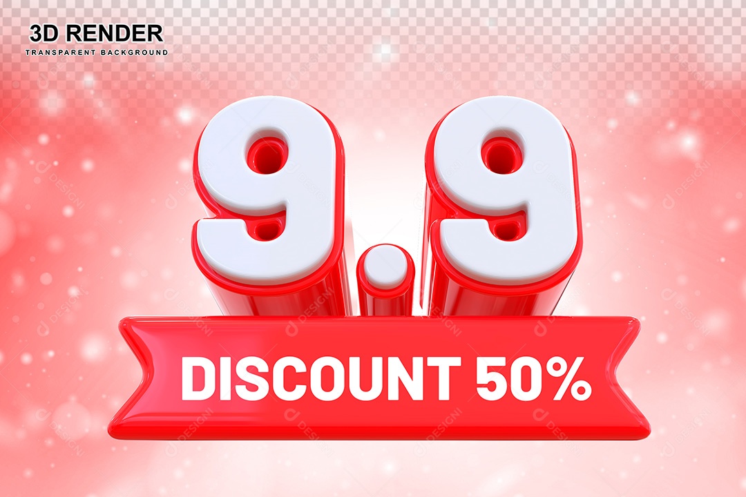 Elemento 3D Promoção de Vendas 9 9 para Composição PSD