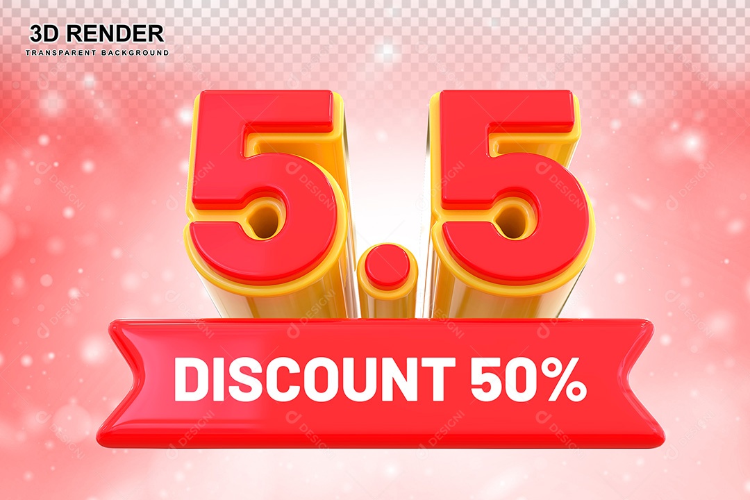 Elemento 3D Promoção de Vendas 5 5 para Composição PSD