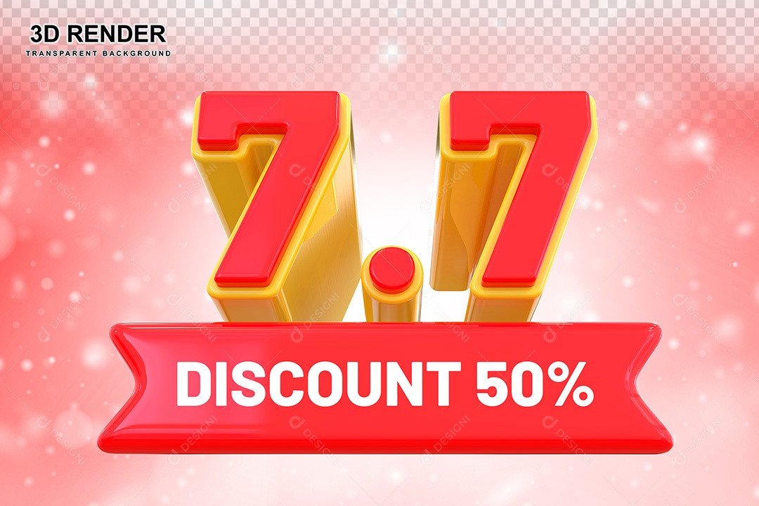 Elemento 3D Promoção de Vendas 7 7 para Composição PSD