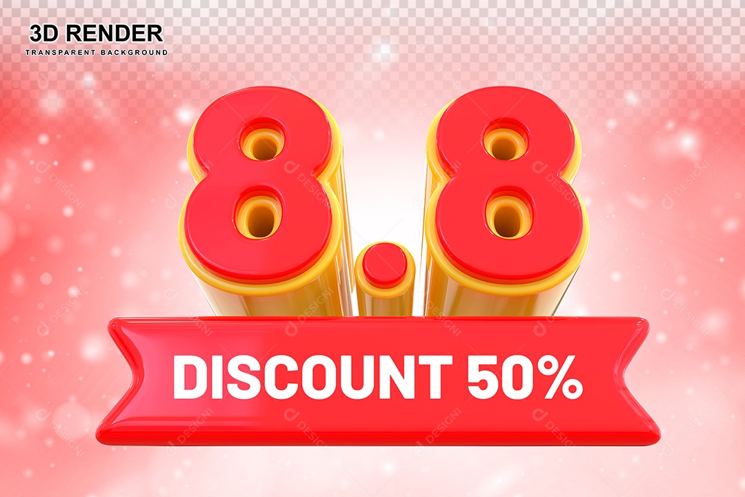 Elemento 3D Promoção de Vendas 8 8 para Composição PSD