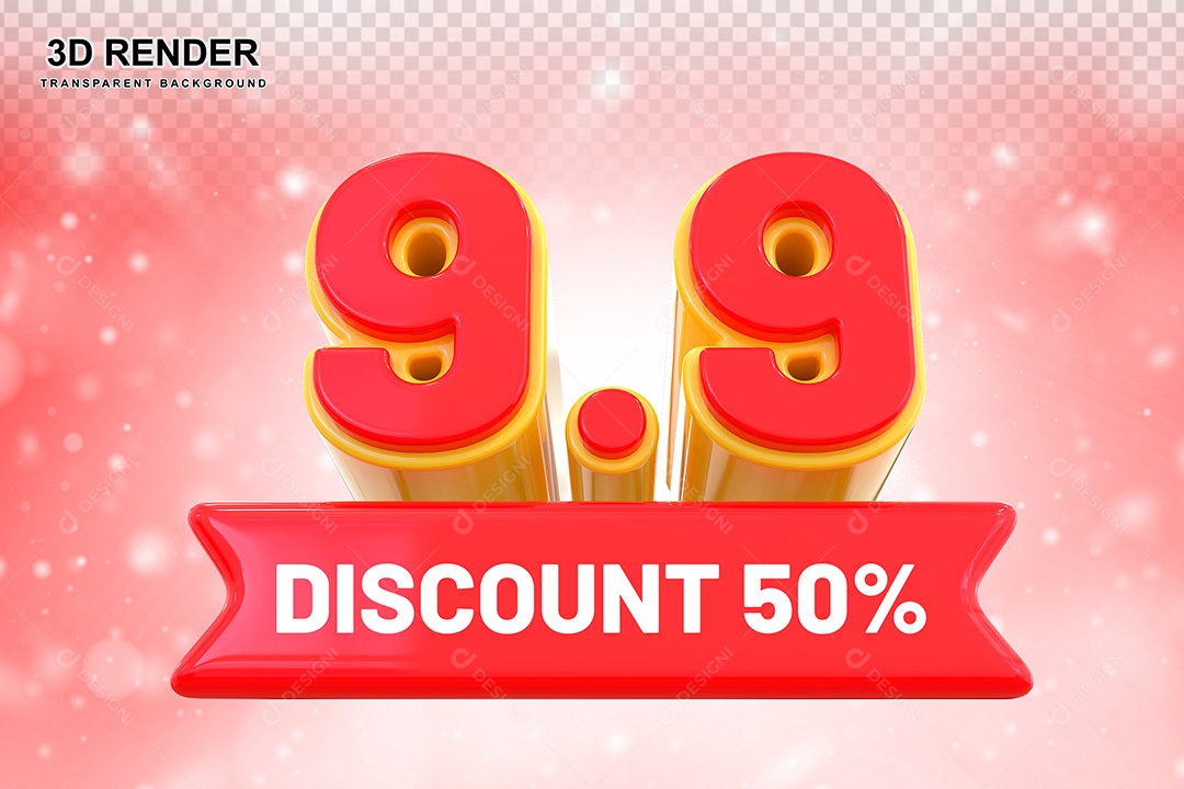 Elemento 3D Promoção de Vendas 9 9 para Composição PSD