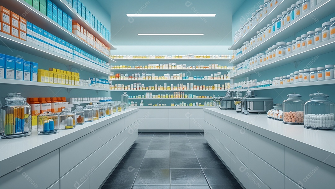 Interior de uma grande farmacia