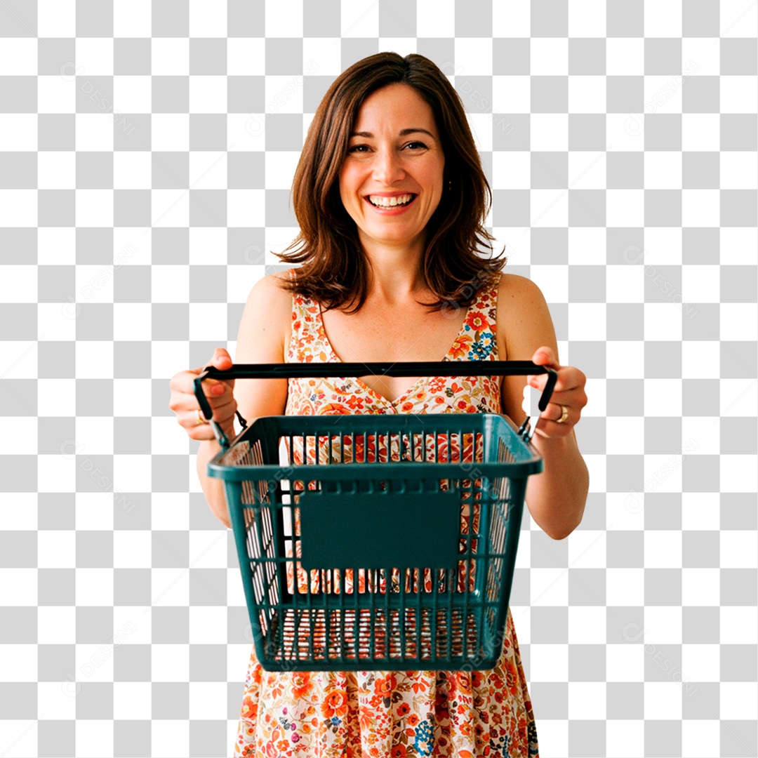 Mulher com Cesta PNG Transparente