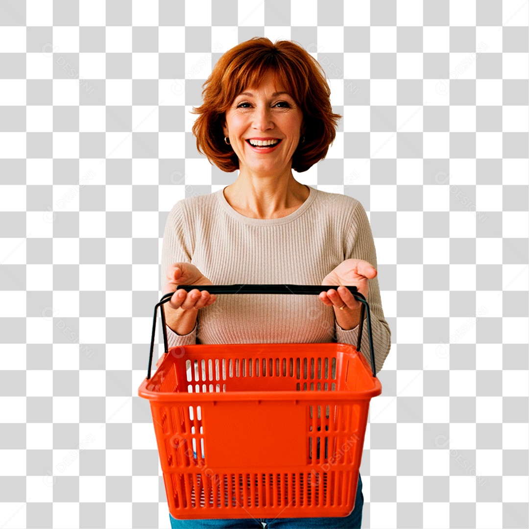 Mulher com Cesta PNG Transparente