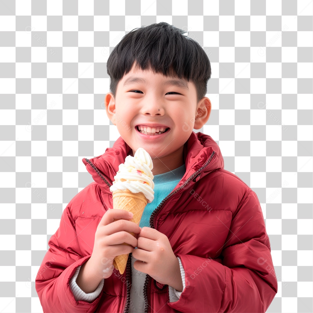 Menino Tomando Sorvete PNG Transparente