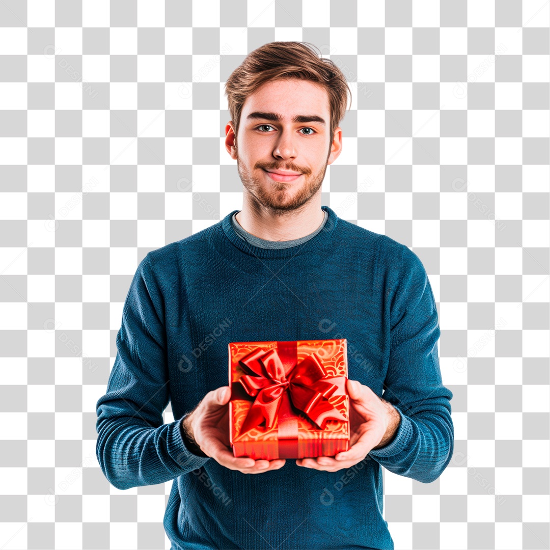 Homem Segurando Presente PNG Transparente