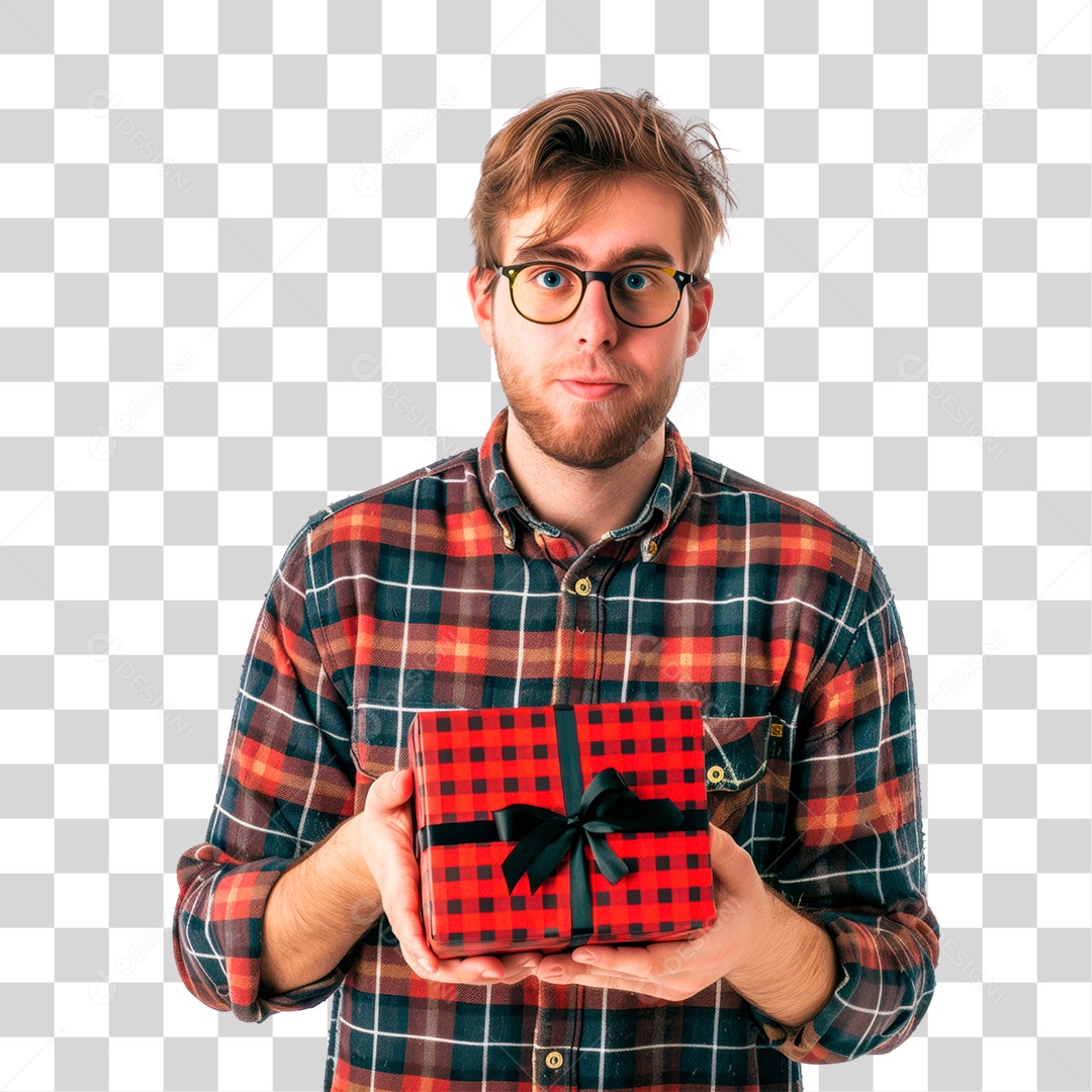 Homem Segurando Caixa de Presente PNG Transparente